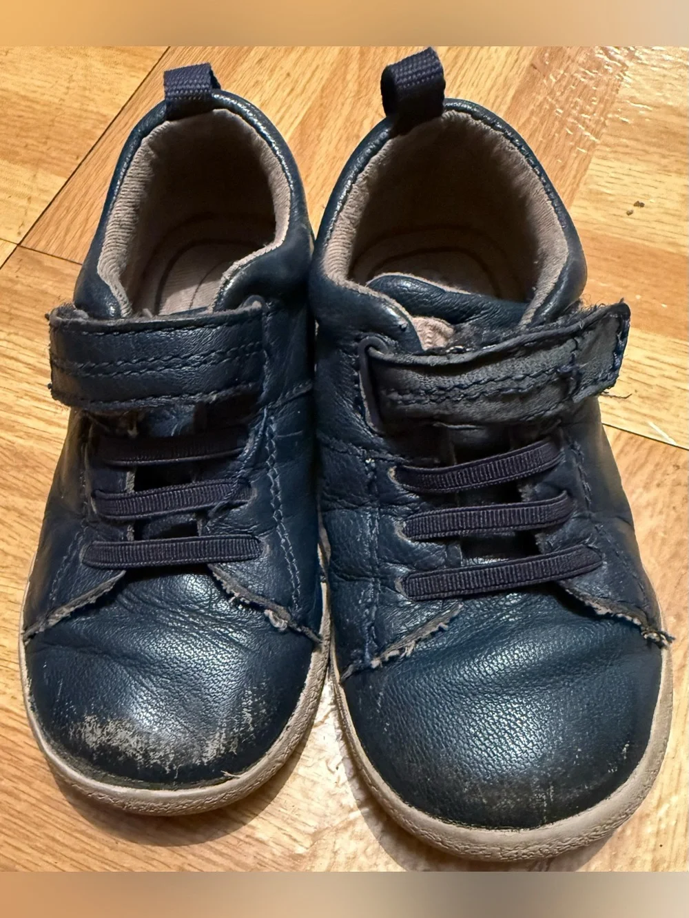 Stride Rite Craig Boys Navy Blue Leather Memory Foam Sneakers Size 7M Toddler